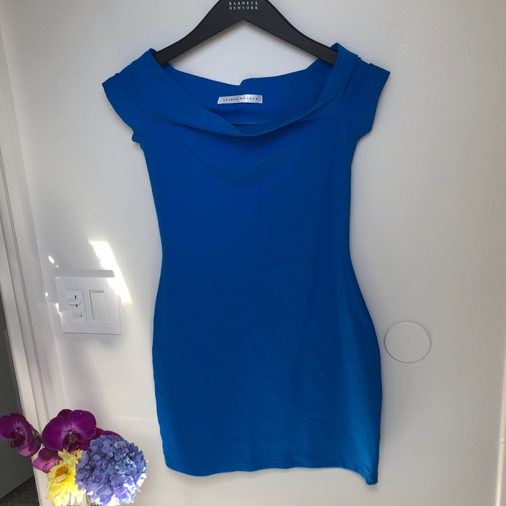 Susana Monaco off the shoulder vivid blue dress